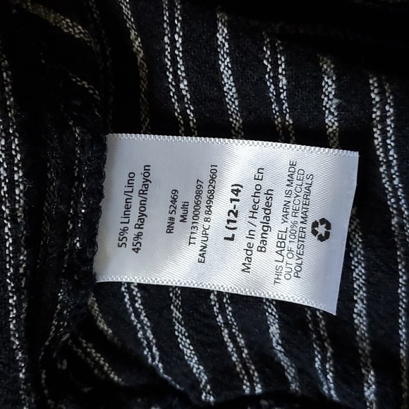 Time and Tru linen blend Capri pants Black White Stripe Cool Flowy Summer - Picture 4 of 4